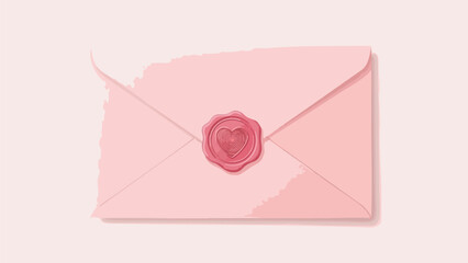 A pink envelope with a heart-shaped wax seal on a soft background