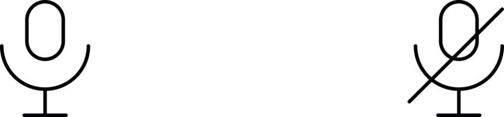 Mic icon set. Mute Microphone sign. Karaoke mic pictogram. 