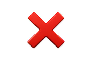 Red x mark 3d symbol representing error, delete, wrong, or a negative choice, isolated on transparent background