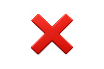 Red x mark 3d symbol representing error, delete, wrong, or a negative choice, isolated on transparent background