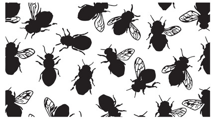 insect silhouettes pattern, beetle illustration design, bug silhouette artwork, black insect icons, nature insect background, hand drawn beetles, wildlife insect art, seamless insect pattern, entomolo © dhruvik