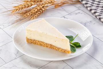 Slice of New York classic cheesecake