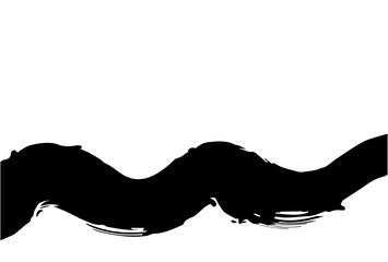 筆書きした黒色の掠れた波線