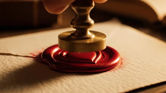 Hand Applying Wax Seal to Envelope.