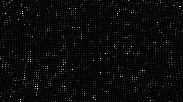 Abstract grayscale dot pattern background. high technology animated technological background with randomly glowing dots. white color flickering dots background.