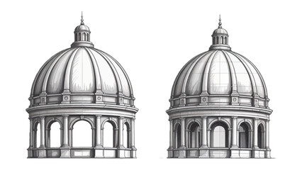 Architectural Marvel: A classic architectural illustration, the precise lines and shading evoke the grandeur and meticulous detail of this breathtaking dome.