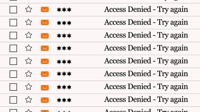 Security alert with access denied try again notification on web mail screen, internet privacy and electronic account login protection
