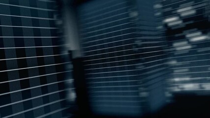 Modern city architecture of Skyscrapper against sky, Concept of technology background, cyberpunk, fin tech, big data, 5g fast network, AI - Powered by Adobe