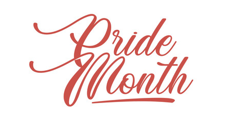 Elegant Script Pride Month Typography on White Background.
