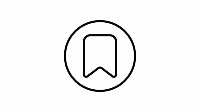 Bookmark Icon in circle Animation Drawing Effect 4K Transparent Background