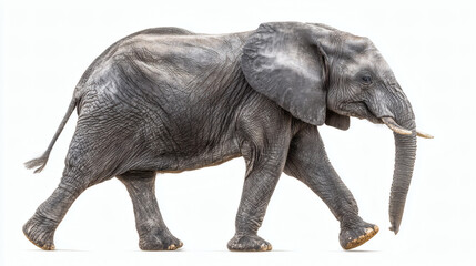 Obraz premium Elephant Walking Close Up White Surface