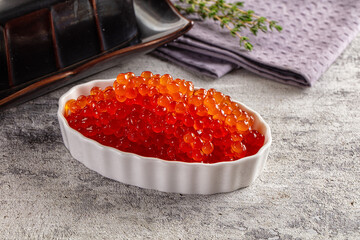 Luxury salmon red caviar roe