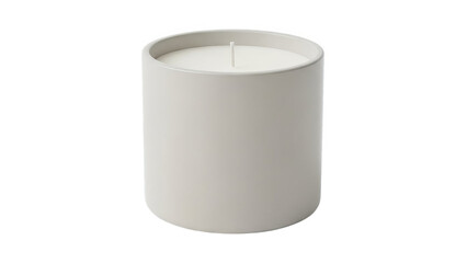 Modern White Scented Candle in Gray Ceramic Holder on Black Background