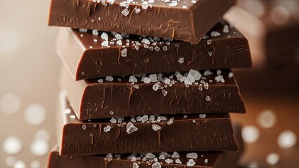 Stack of Chocolate Bars with Sea Salt.