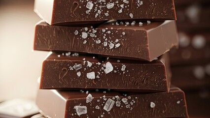 Stack of Chocolate Bars with Sea Salt.
