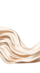 Luxury cream or beige silk fabric flowing for product placement on transparent background with copy space 3D render