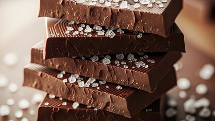 Stack of Chocolate Bars with Sea Salt.