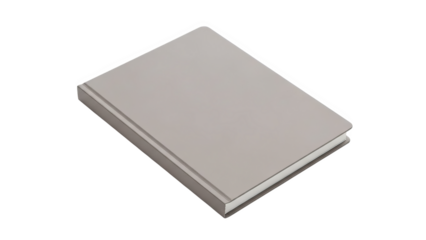 Closed Blank Grey Book with Rounded Edges on a Solid Black Background