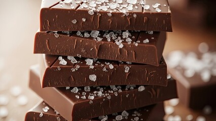 Stack of Chocolate Bars with Sea Salt.