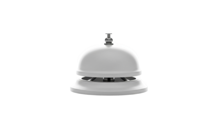 Modern White Service Bell with Metal Button on Black Background