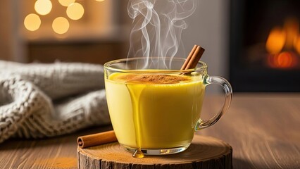 Steaming Hot Golden Milk Beverage.