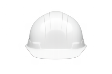 White hard hat showing safety, protection, and industrial work equipment, a hardhat for construction worker protection