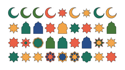 Islamic decorative pattern: an artistic arrangement features a variety of repeating shapes that may be found on mosques or Islamic artwork.