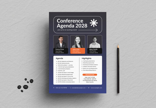 Conference Agenda Poster Design For Business Event Flyer