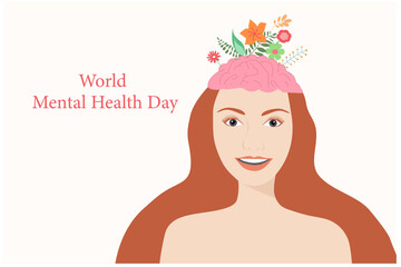 World mental health day, Mental healt, positive thinking, mindfulness, happiness concept. vector illustrations	
