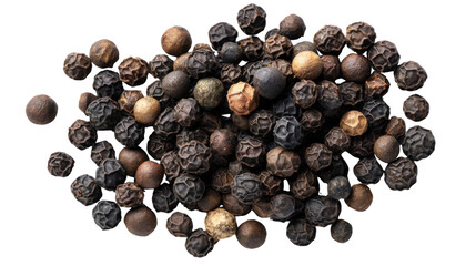 Obraz premium Black peppercorn spices macro close up seasoning ingredient culinary food texture organic dried pepper isolated detailed studio shot on white background