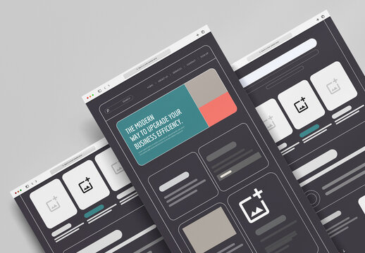 Modern Dark Website Wireframe Template Design