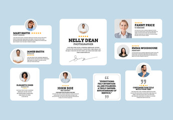 Set of Minimalist Testimonial and Customer Review Card Templates