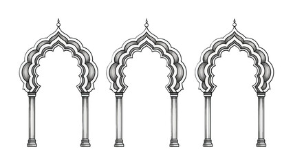 Exquisite Archways of Heritage: A trio of ornately designed archways, reminiscent of cultural marvels, showcase intricate detailing and classic elegance.