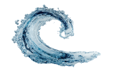 Dynamic water splash wave isolated representing freshness power motion clean energy abstract liquid concept on white background
