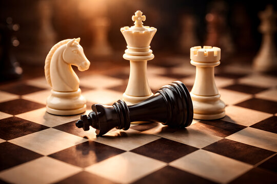 Checkmate Triumph - A checkmate position in a game of chess, symbolizing victory.
