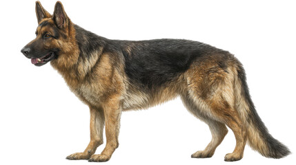 German shepherd dog full body realistic animal portrait loyal guard working breed canine illustration isolated object on white background