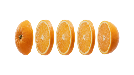 floating orange slice isolated on transparent background