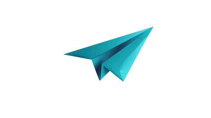 Blue paper airplane origami style minimal travel freedom startup idea concept business innovation isolated flying object on white background