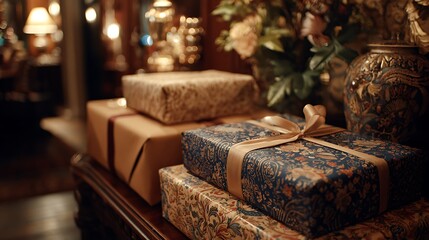 Luxury living room interior featuring a comfortable sofa with festive pillows and Christmas decorations in a bright, modern apartment house
