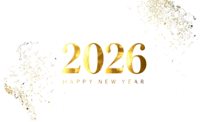 Luxury 2026 Happy New Year Calligraphy With Glitter Highlights PNG