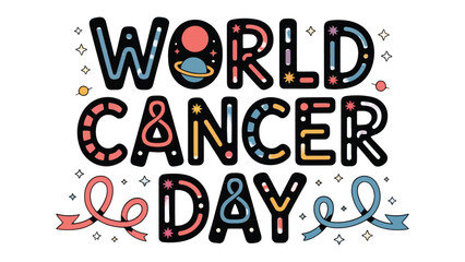 World Cancer Day: A vibrant, artistic design promotes the awareness of World Cancer Day, advocating for a united front in the fight against cancer.