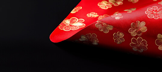 Red envelope gold floral chinese new year flower pattern lunar