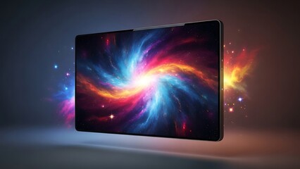 Abstract Galaxy Nebula Swirl on Screen, Colorful Cosmic Explosion Background