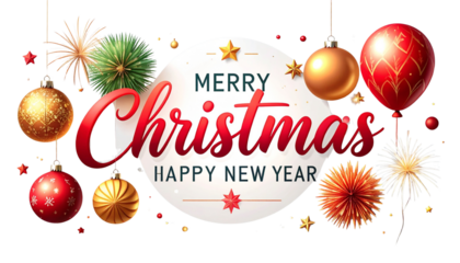 - Modern Festive Hand Lettered Christmas & New Year PNG