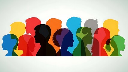 Colorful human profiles representing the rich tapestry of society and individual uniqueness