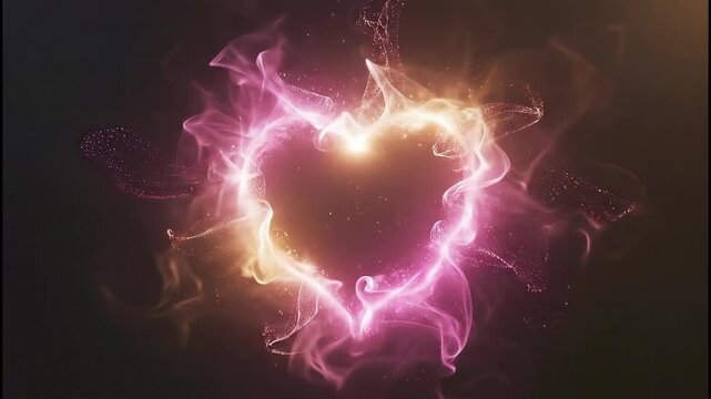 Abstract Glowing Heart Shape With Swirling Energy Particles on a Dark Background