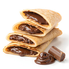 crepes with chocolate flavour filling isolated