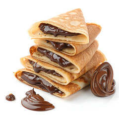 crepes with chocolate flavour filling isolated