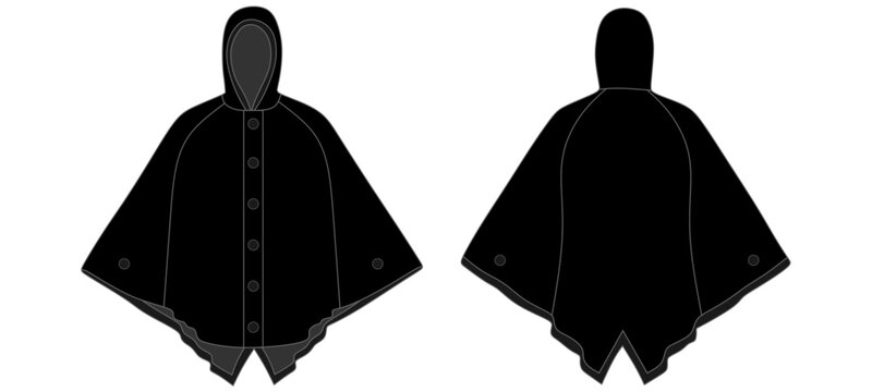 Poncho Raincoat Water Drops Mockup Template Vector