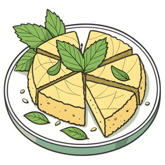 delicious plate with tasty halva and fresh mint